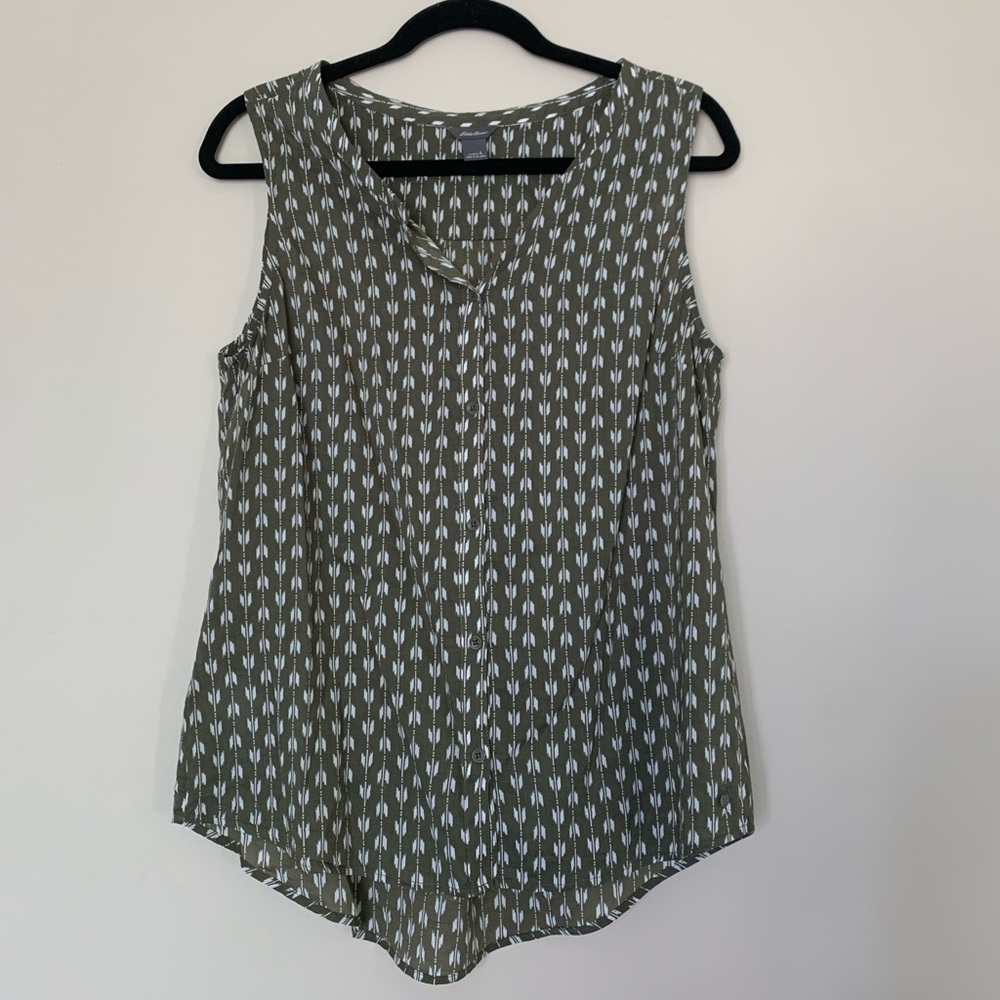 Eddie Bauer Green Ikat Top